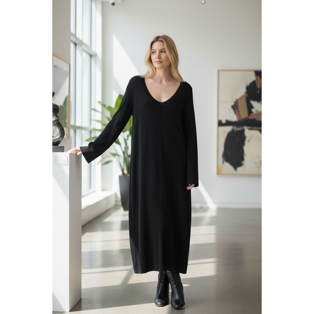Zeynep Arçay Balerina Mohair-Blend Maxi Dress in Black NWT Size Small